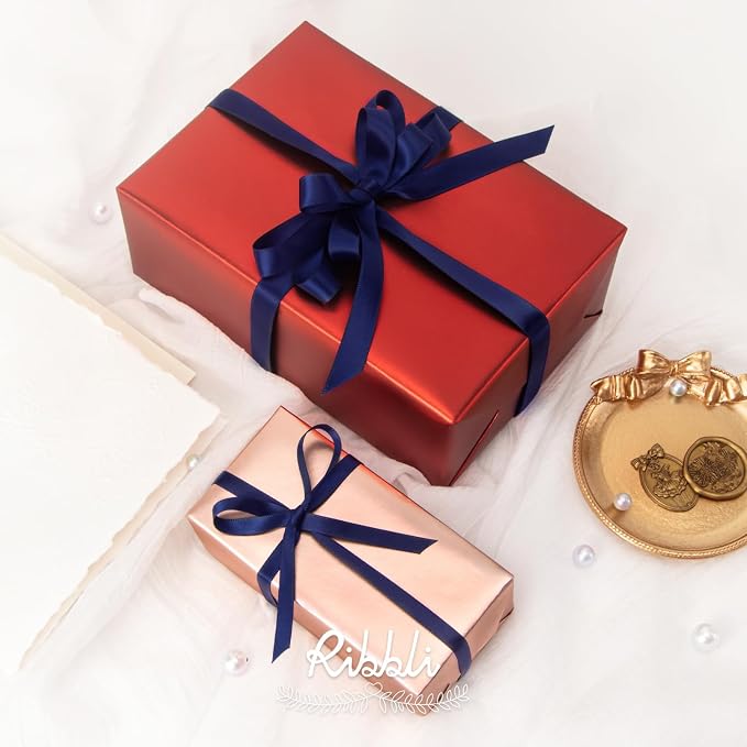 Ribbli Navy Double Faced Satin Ribbon, 1/2 Inch x Continuous 25 Yards, Use - Image 3