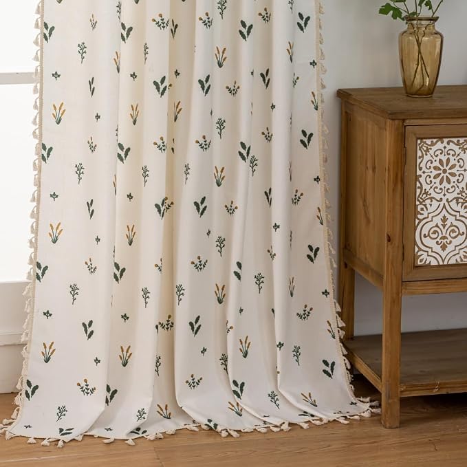 F-CHU Orange Floral Curtains 84 Inch Length 2 Panels Set Living Room Floor - Image 4