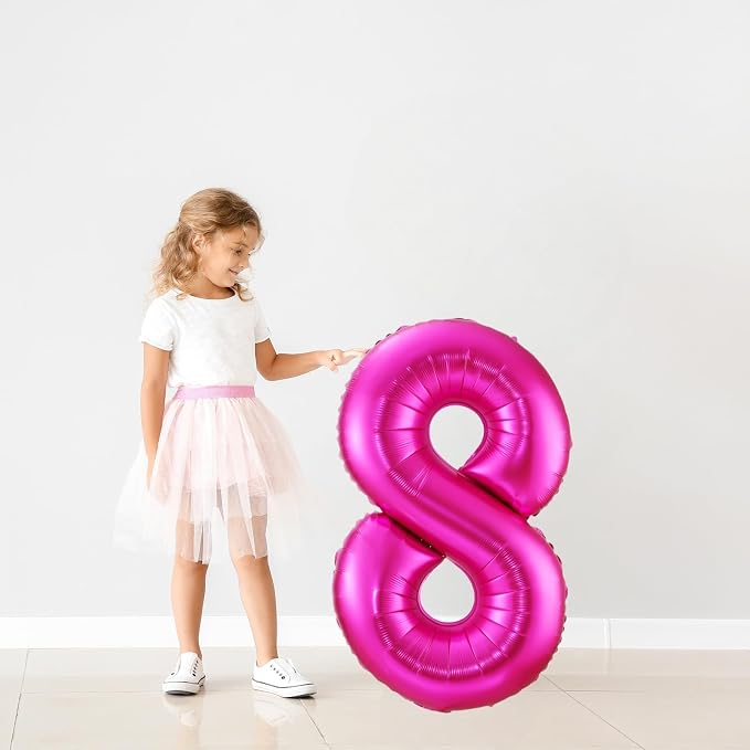 Hot Pink 8 Balloon, 40 Inch Number 8 Balloon, 8 Birthday Balloon Decorations - Image 6