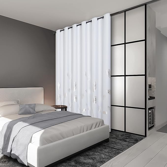 Greyish White Window Curtain for Sliding Door 80W x 84L Inch Long Room - Image 2