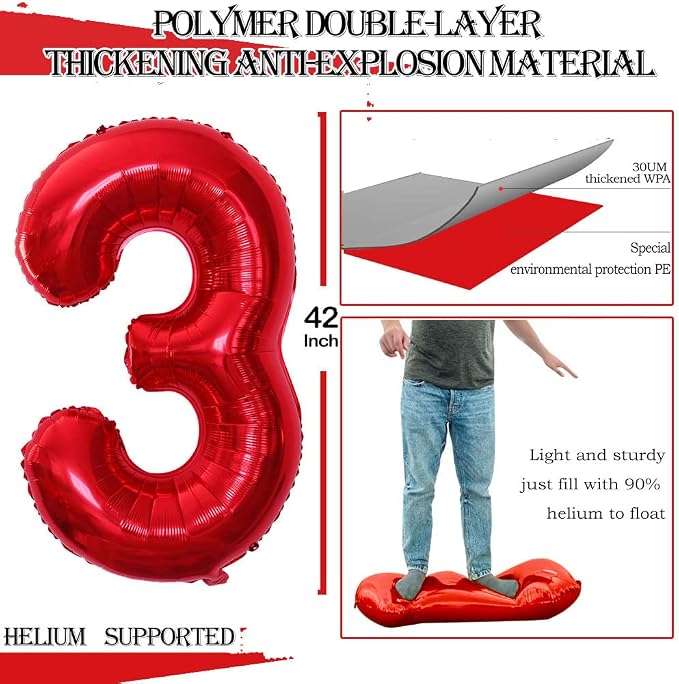 Number 30 Balloons for 30th Birthday Party Decorations, 42 Inch Jumbo Foil - Image 2