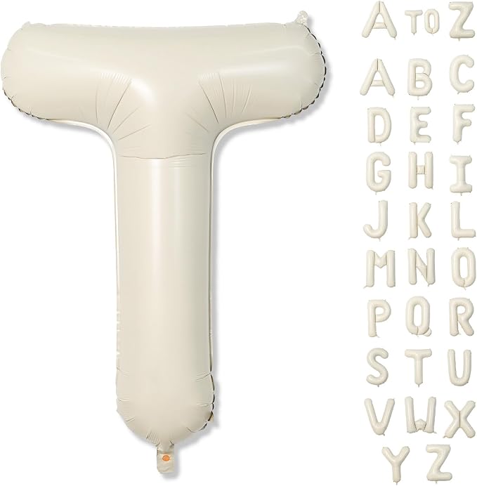 Cream Name Balloon Letters, Large Mylar Helium Alphabet T Custom Balloon Letter by Lingqiang