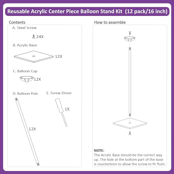 12 Pack Acrylic Balloon Stands for Table, Reusable Party Centerpiece Kits | 16 - Image 4