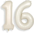 SUWEN 40 Inch Cream White Large 16 Number Balloons Big Foil Helium Number by SUWEN