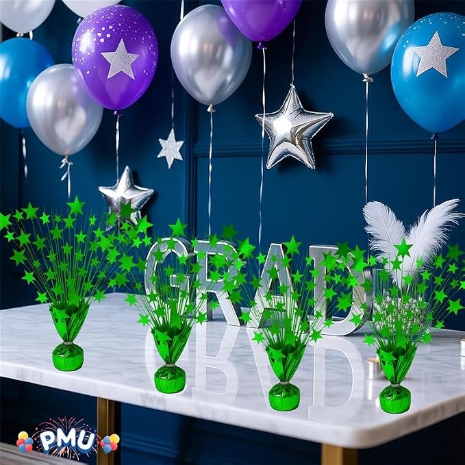 PMU Bursting Star Metallic Foil Spray Centerpiece- Green Balloon Weights - Image 6