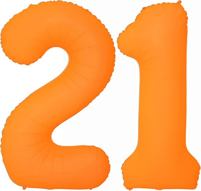 Orange Birthday Number 12 Balloon 40IN Fluorescent Orange 21 Balloon | by YOIOZAIZAI