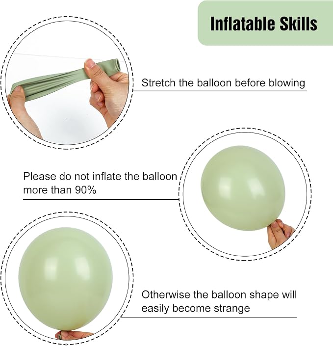 RUBFAC 135pcs Dusty Green Balloons Different Sizes Pack of 18 12 10 5 Inch - Image 3