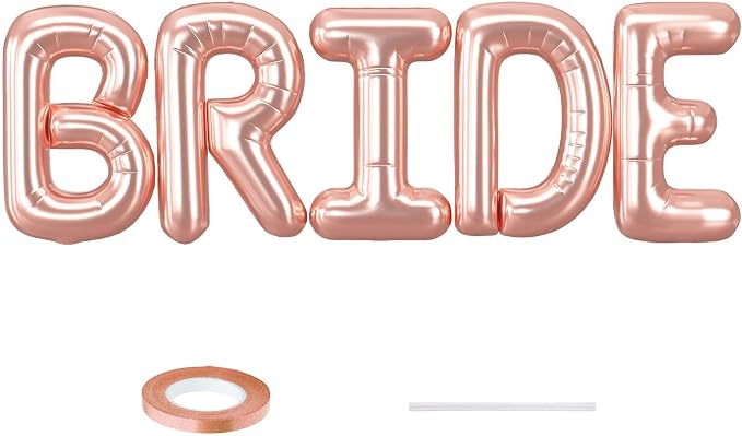 40 Inch BRIDE Balloons Bachelorette Party Decorations, Rose Gold Bride Letter by Saxuxu