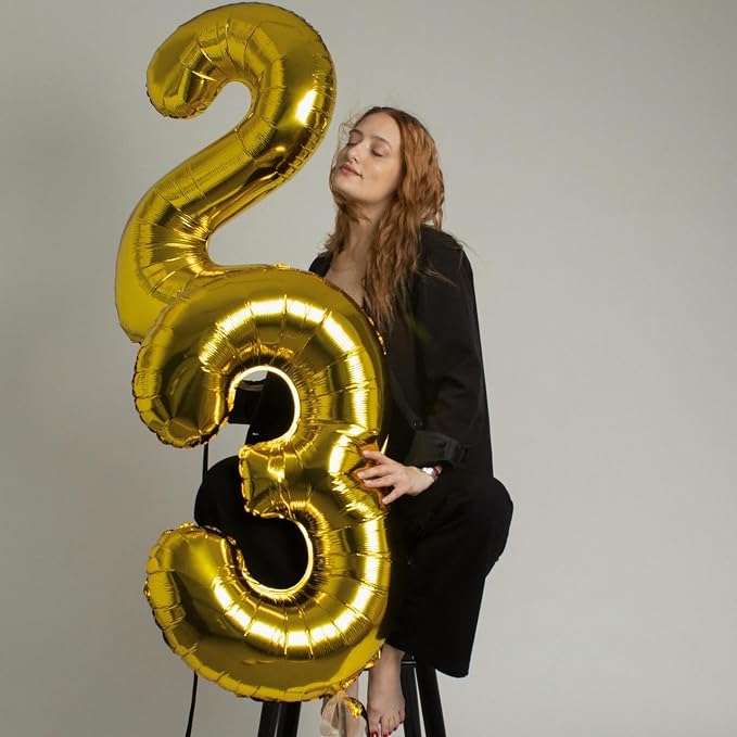 3 Balloon - Gold Birthday Number Balloons, 40 Inch Decorations Men Women | Gold - Image 2