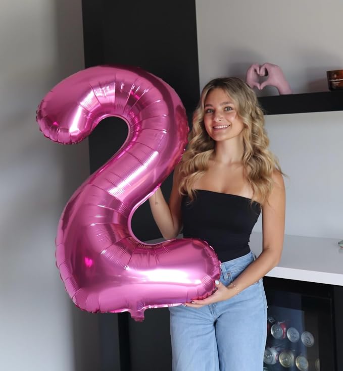 40 Inch Pink Number 2 Balloon Birthday Party Decorations - Image 8