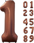40 Inch Coffee Brown Number 1 Balloon Large Size Jumbo Digit Mylar Foil Retro by Lovoir