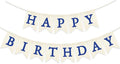 Blue Happy Birthday Banner Pre-strung Burlap Bunting Party Backdrop Sign by Unknown