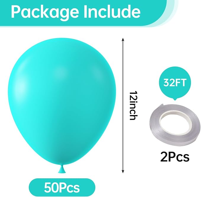 12 Inch Teal Blue Balloons, Baby Shower, Graduate Party Decorations - Image 2