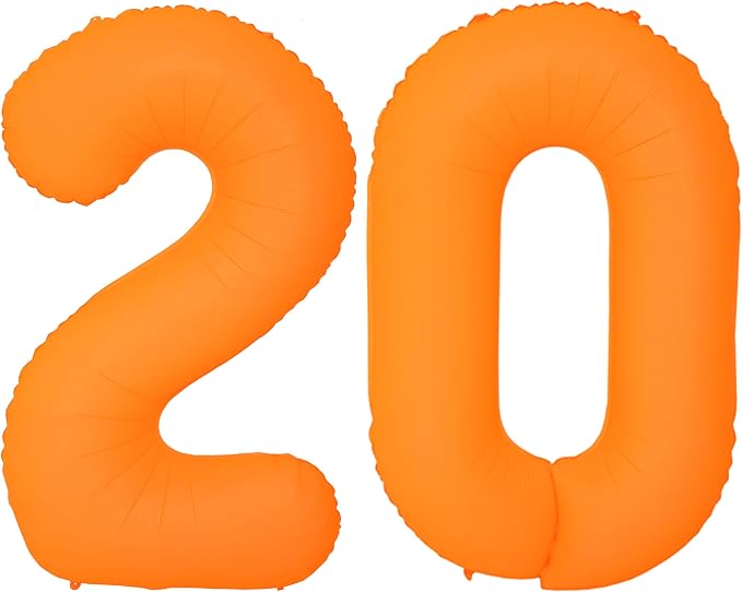Orange Birthday Number 20 Balloon 40IN Fluorescent Orange 20 Balloon | by YOIOZAIZAI