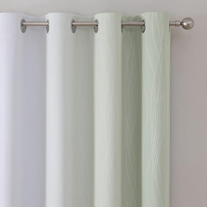 Sage and Grayish White Blackout Curtains 108 Inches Long, Thermal Insulated - Image 4