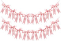 2 Strings of 16PCS Pink Bow Garland Banner Decoration, Pre-Strung Satin Ribbon by Unknown