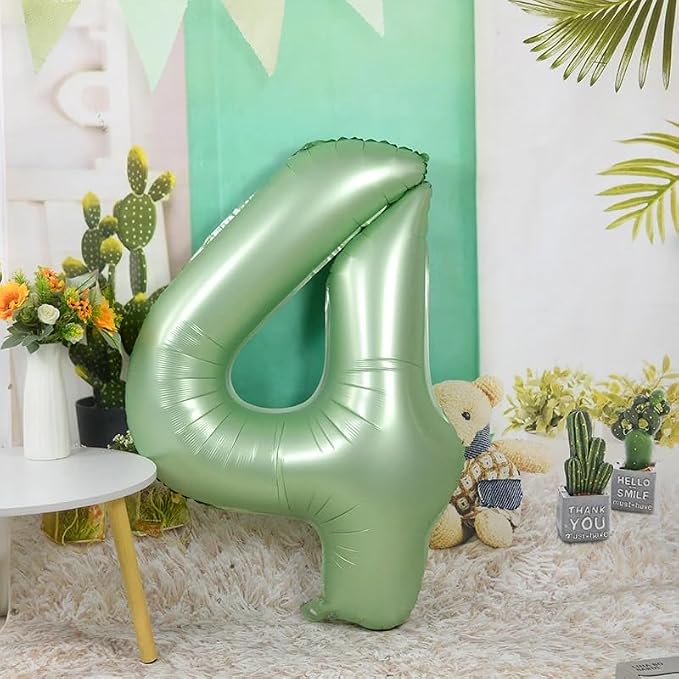 4 Balloon Numbers Birthday Decorations, 40In Sage-Green Balloons - Image 2