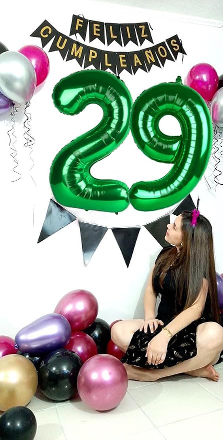 9 Balloon Numbers Party Decorations, 40In Dark Green Balloons - Image 5