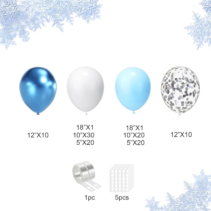 Blue and Silver Balloons Arch Kit, Baby Shower, Winter Wonderland Snow Theme - Image 2