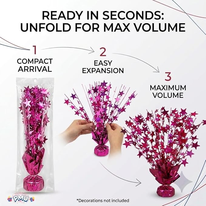 PMU 12 Pack Bursting Star Metallic Foil Spray Centerpiece- Burgundy Prismatic - Image 6