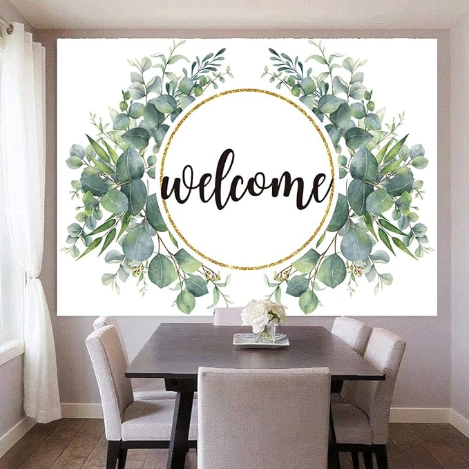 5x4ft Watercolor Greenery Leaves Housewarming Backdrop, Elegant Floral Green - Image 3
