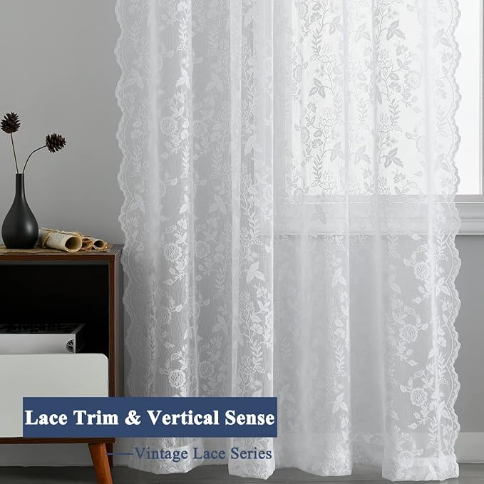 FINECITY White Floral Lace Curtains - Image 6