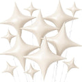 Cream White Star Balloons, 26Inch and 10Inch Sand White Quadrangle Helium by Adorely