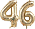 Light Gold Number 46 Foil Balloons 40 Inch White Gold 46 Mylar Balloon | 46th by ANGEL+Q+HOUSE