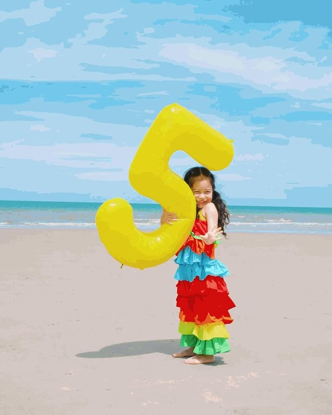 0 Balloon - Macaron Yellow Birthday Number Balloons, 40 Inch Decorations | - Image 3