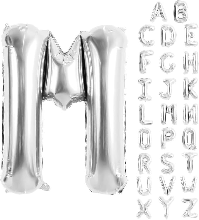 Silver Letter Balloons 40 Inch Large Alphabet Balloon Letter M | Foil Mylar Big by YUNSHANGMO