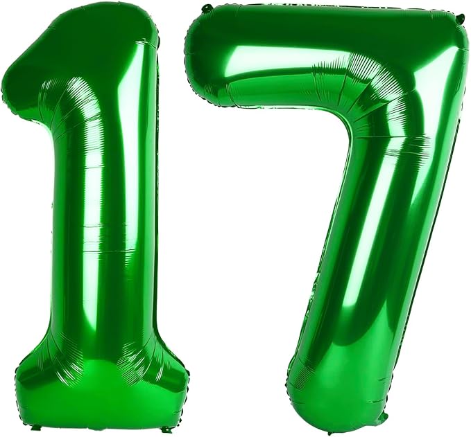 Number 17 Balloons 40 Inch for 17 71 Birthday Party Decorations, Dark Green | by Mluchee