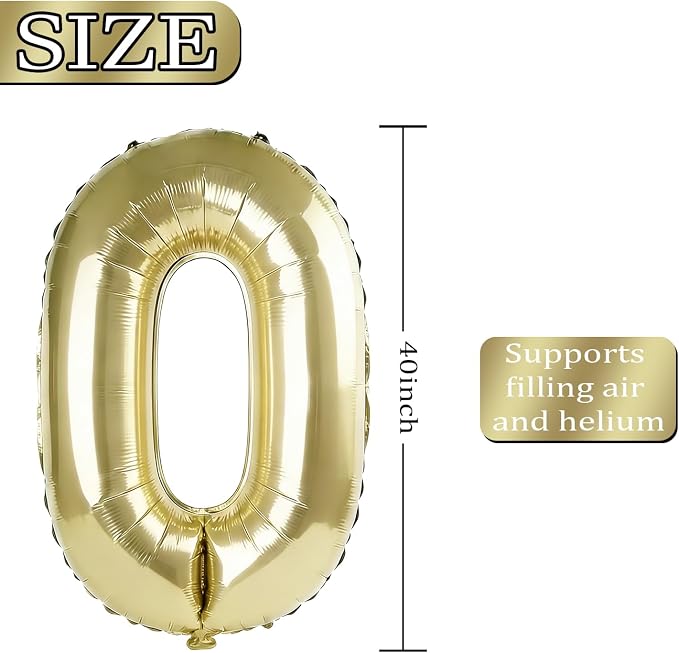 40 Inch Number 29 Balloons for 29th Birthday Party Decorations, 0-100 Champagne - Image 4