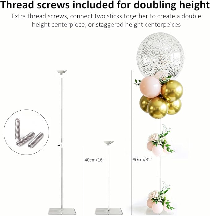 12 Pack Acrylic Balloon Stands for Table, Reusable Party Centerpiece Kits | 16 - Image 3