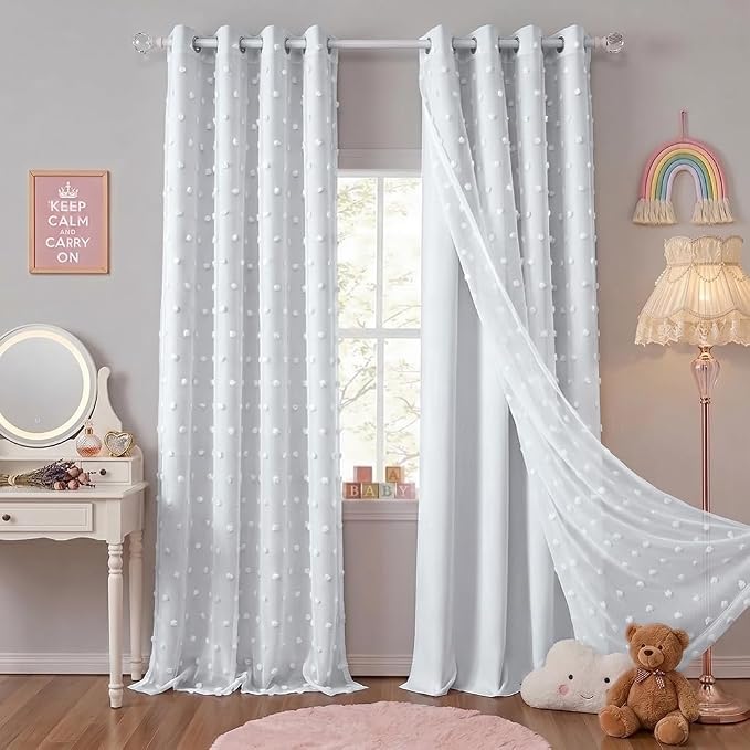 PONY DANCE White Curtains for Living Room 96 Inches Long, 52W x 96L | Thermal by PONYDANCE