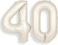 SUWEN 40 Inch Large Cream White 40 Balloon Numbers Big Foil Helium Number by SUWEN