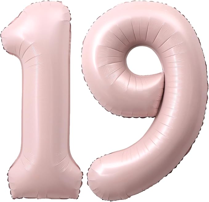 40 Inch Light Pink Number 19 Balloon 0-9 19th Foil Big Giant | Digital by SULALABOO