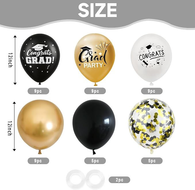 FEYG Graduation Balloons, 12 Inch, Grad Printed, Class of 2025, Gradutation - Image 2