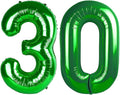 Green 40 Inch 30 Number Balloons, Balloon Decorations by Upgesy