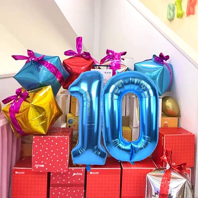 TONIFUL 40 Inch Blue Number 0 Balloons Large Foil 2027 Grad New Year Decor | - Image 6