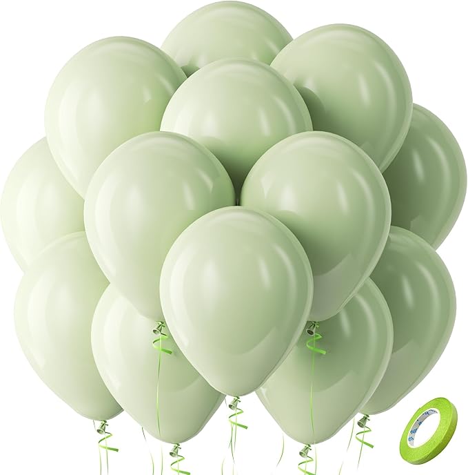 Bezente Sage Green Balloons Latex Party Balloons 100 Pack 12 inch | Dusty Boho by Bezente
