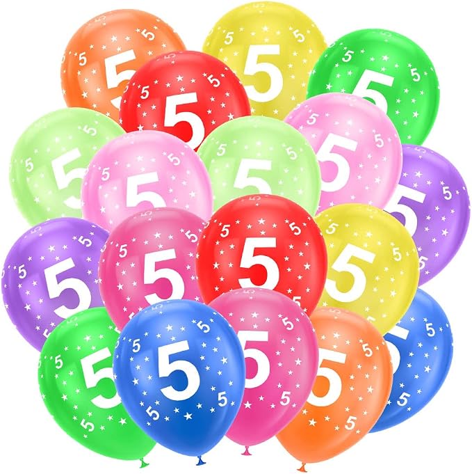 Ainiv 5th Birthday Balloons 18PCS, 12inch Numbers Printed Latex Balloons | 5th by Ainiv