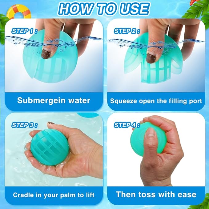 12Pcs Reusable Water Balloons, Self Sealing Quick Fill Silicone Water Toys - Image 4