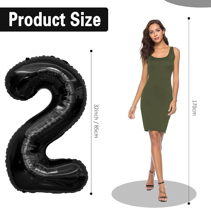 Black Number Balloons 21 Balloon Numbers 21th Number Balloon Foil Mylar Party - Image 2