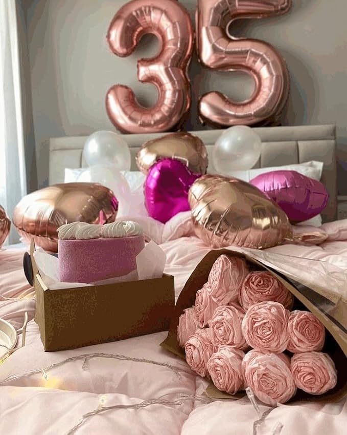 9 Balloon - Rose Gold Birthday Number Balloons, 40 Inch Party Decorations | - Image 4
