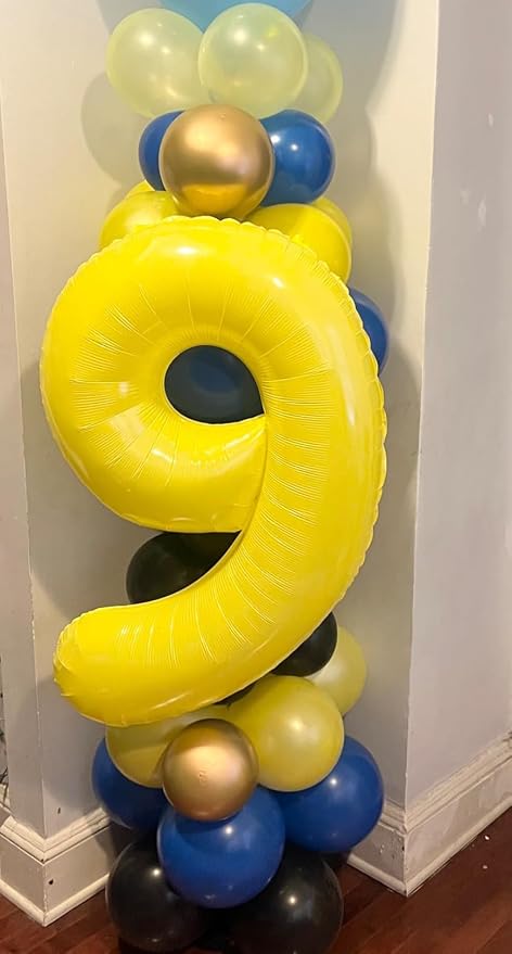 4 Balloon Numbers Birthday Decorations, 40In Yellow Balloons - Image 4