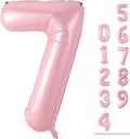 Light Pink Foil Balloon Number 7, Large Pastel Pink Number 7 Helium Balloon by Lingqiang