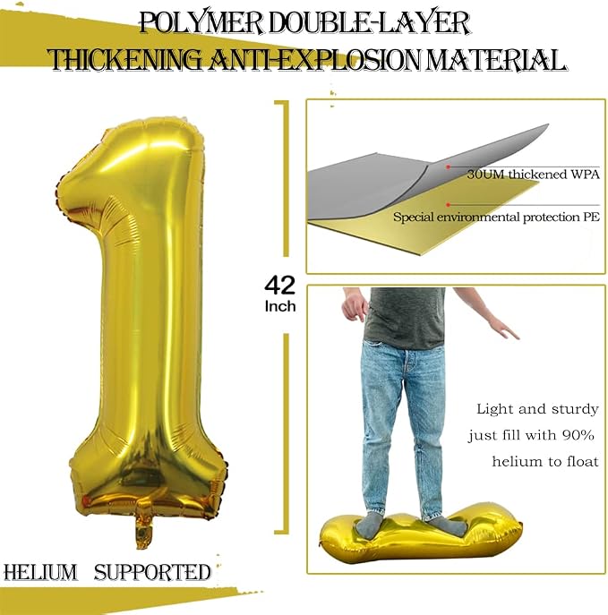 Number 10 Balloons for 10th Birthday Party Decorations, 42 Inch Jumbo Foil - Image 2