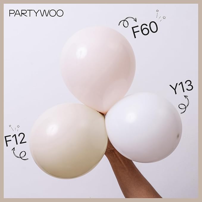 PartyWoo White Balloons 50pcs Sand White Beige Cream Ivory Boho Neutral | - Image 6
