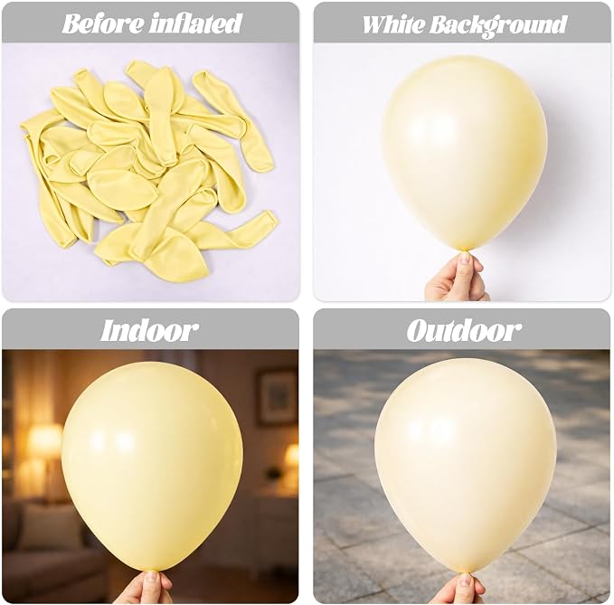 Voircoloria 130pcs Pastel Yellow Balloons Arch Kits 18 12 10 5 Inch | - Image 3
