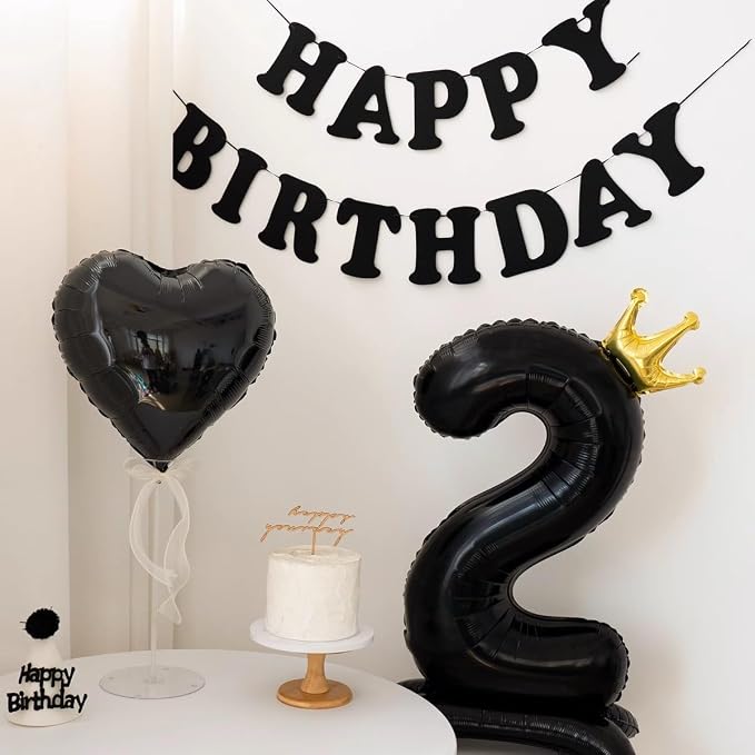 Black Crown Number 4 Balloon Standing Black Princess Digital 4 Foil Balloon | - Image 6